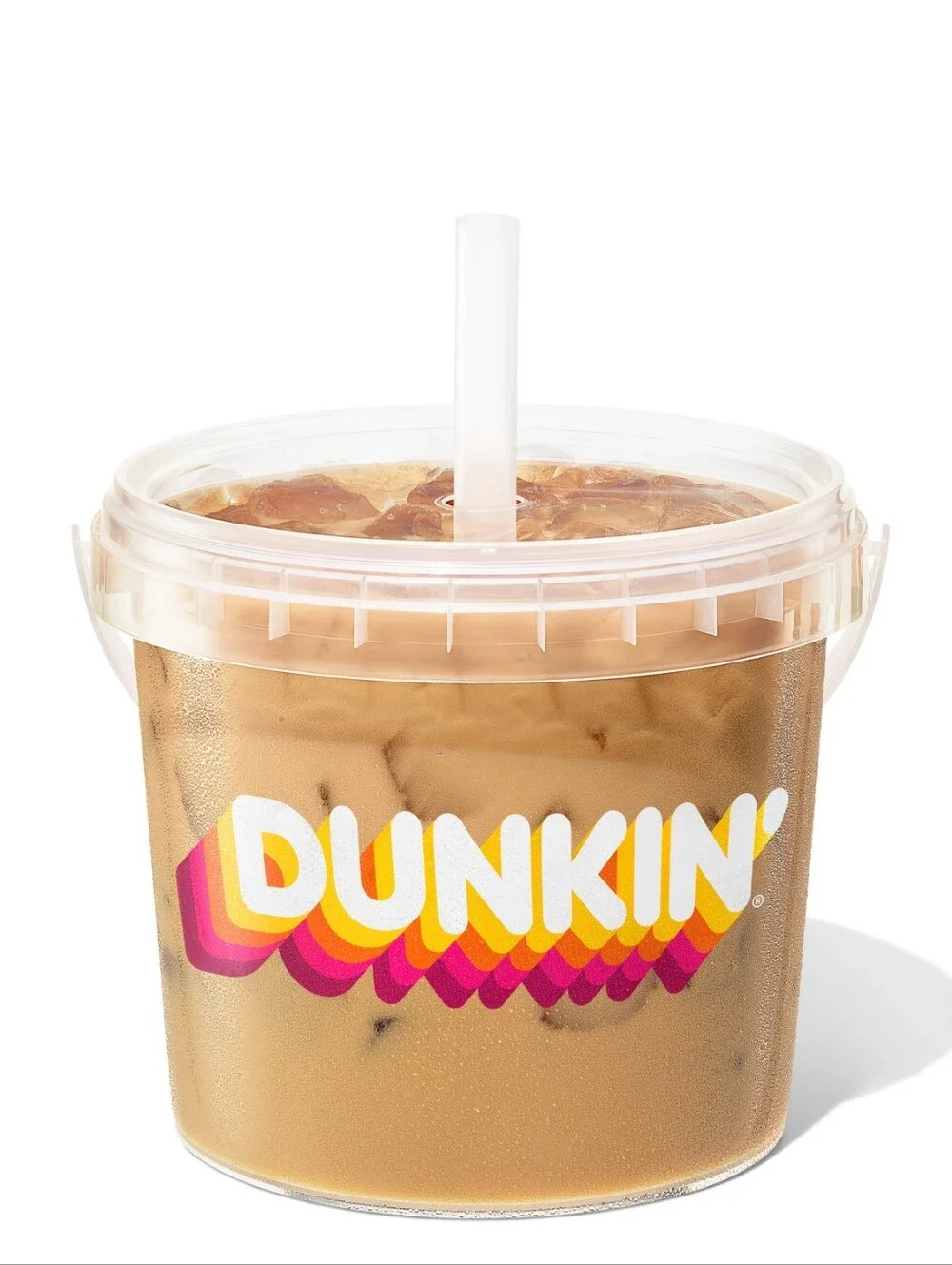 VIRAL Limited Edition Dunkin' Clear Reusable Bucket with Straw - 48 oz